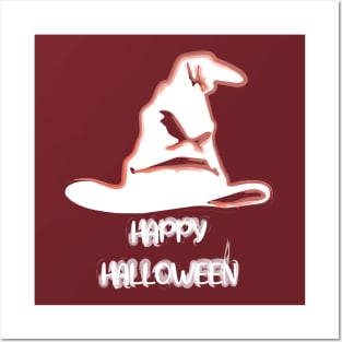 Happy Halloween Crazy Witch Hat Posters and Art